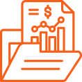 Hand holding document with dollar sign and bar chart icon