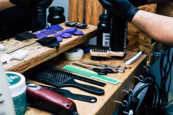 Barber tools on a table
