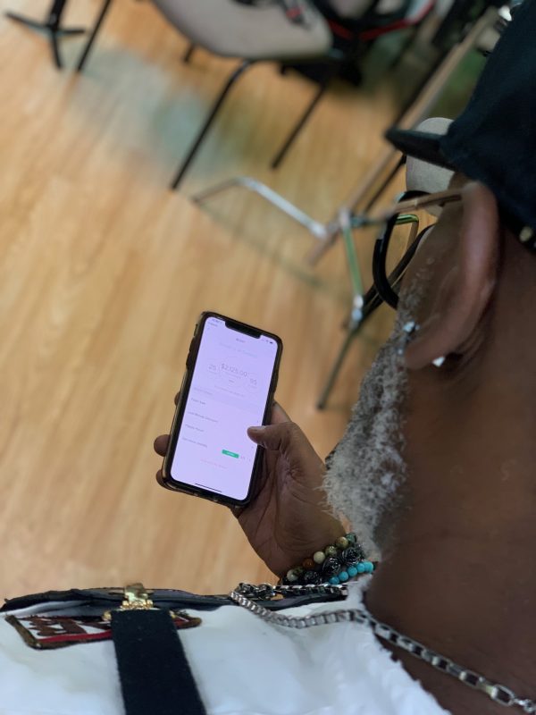 person looking at phone