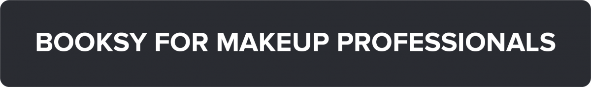 Text reading 'BOOKSY FOR MAKEUP PROFESSIONALS' on a dark gray rounded rectangular background.