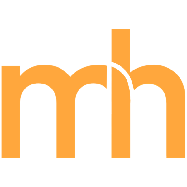 Miguel Hugo logo, depicting the letters "m" and "h" fused together
