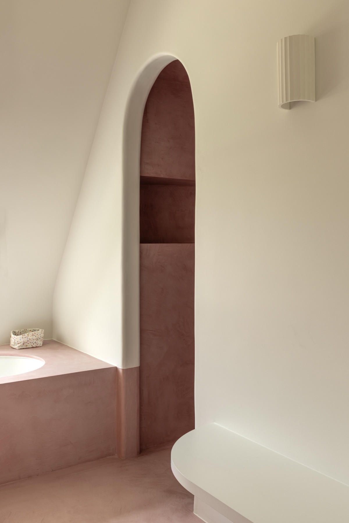 Nis in roze Mortex met ingewerkte zitbank