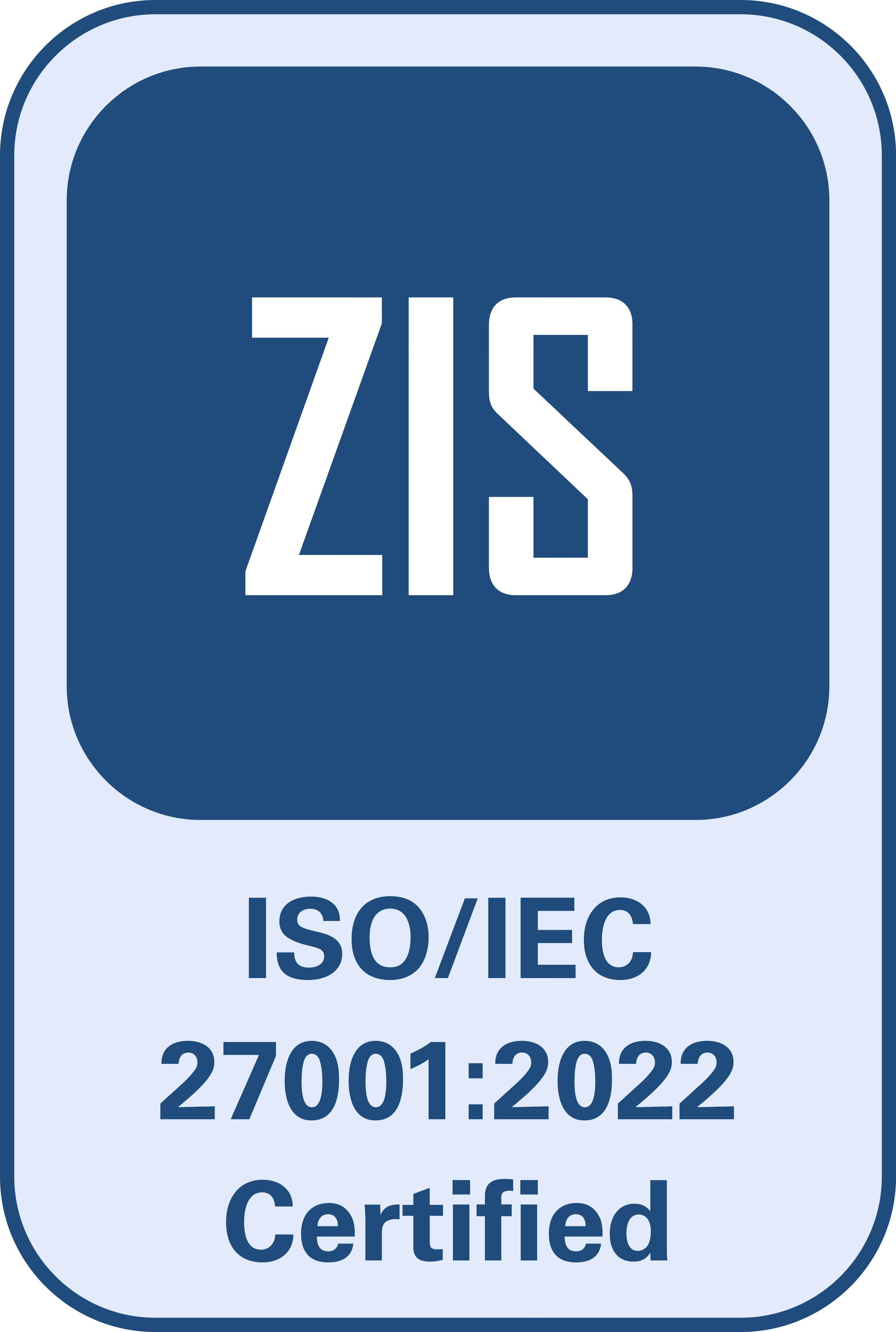 ZIS ISO/IEC 27001:2022 zertifiziert
