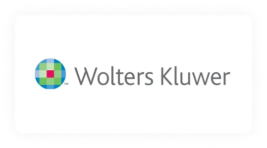 Logo von Wolters Kluwer mit einem mehrfarbigen, quadratisch gemusterten Symbol links neben dem Schriftzug.