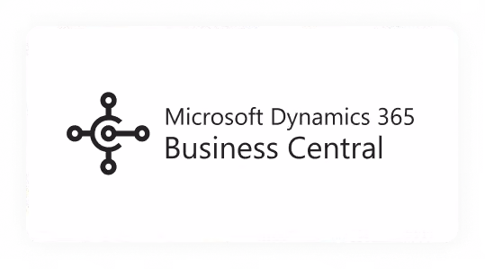 Microsoft Dynamics 365 Business Central Logo mit einem verbundenen Punktediagramm-Symbol links vom Text.