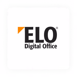 ELO Digital Office logo with black text and an orange triangle on white background.