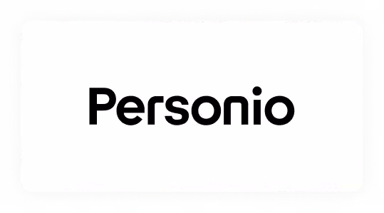 Der Schriftzug 'Personio' auf weißem Hintergrund.