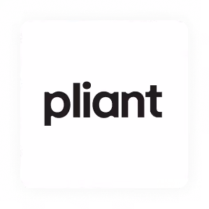 Das Wort „pliant“ in schwarzer Schrift auf weißem Hintergrund.