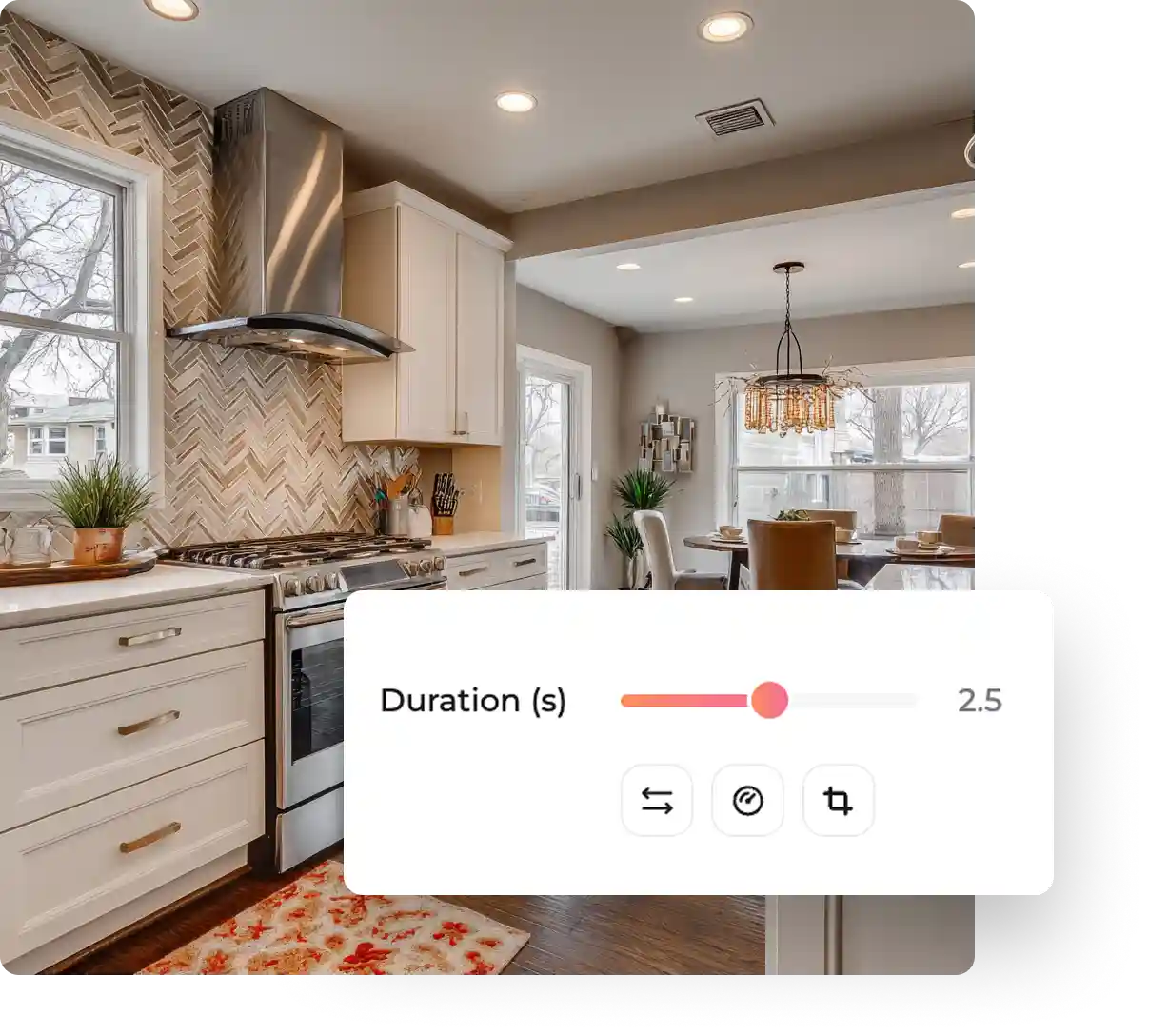 Easily adjust each animated clip in Amplifiles AI real estate video editor