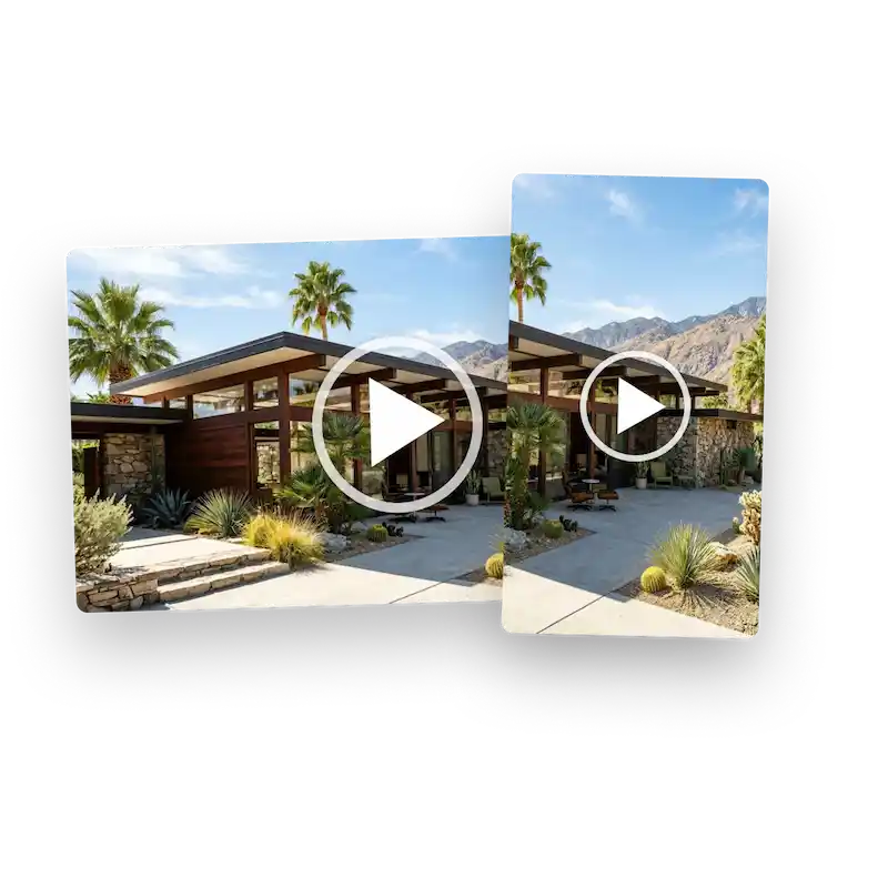 Real estate listing video in horizontal and vertical format