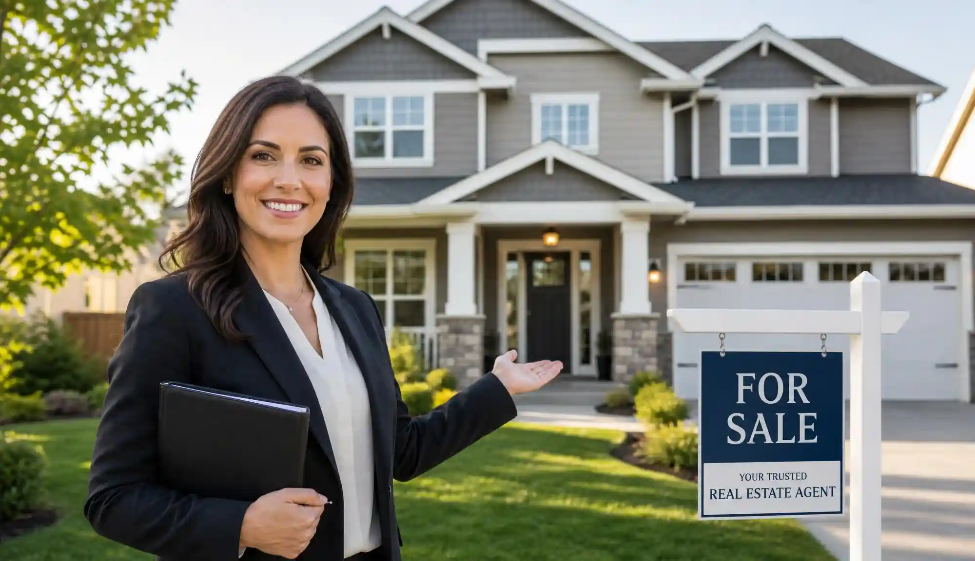 Real estate agent showing property