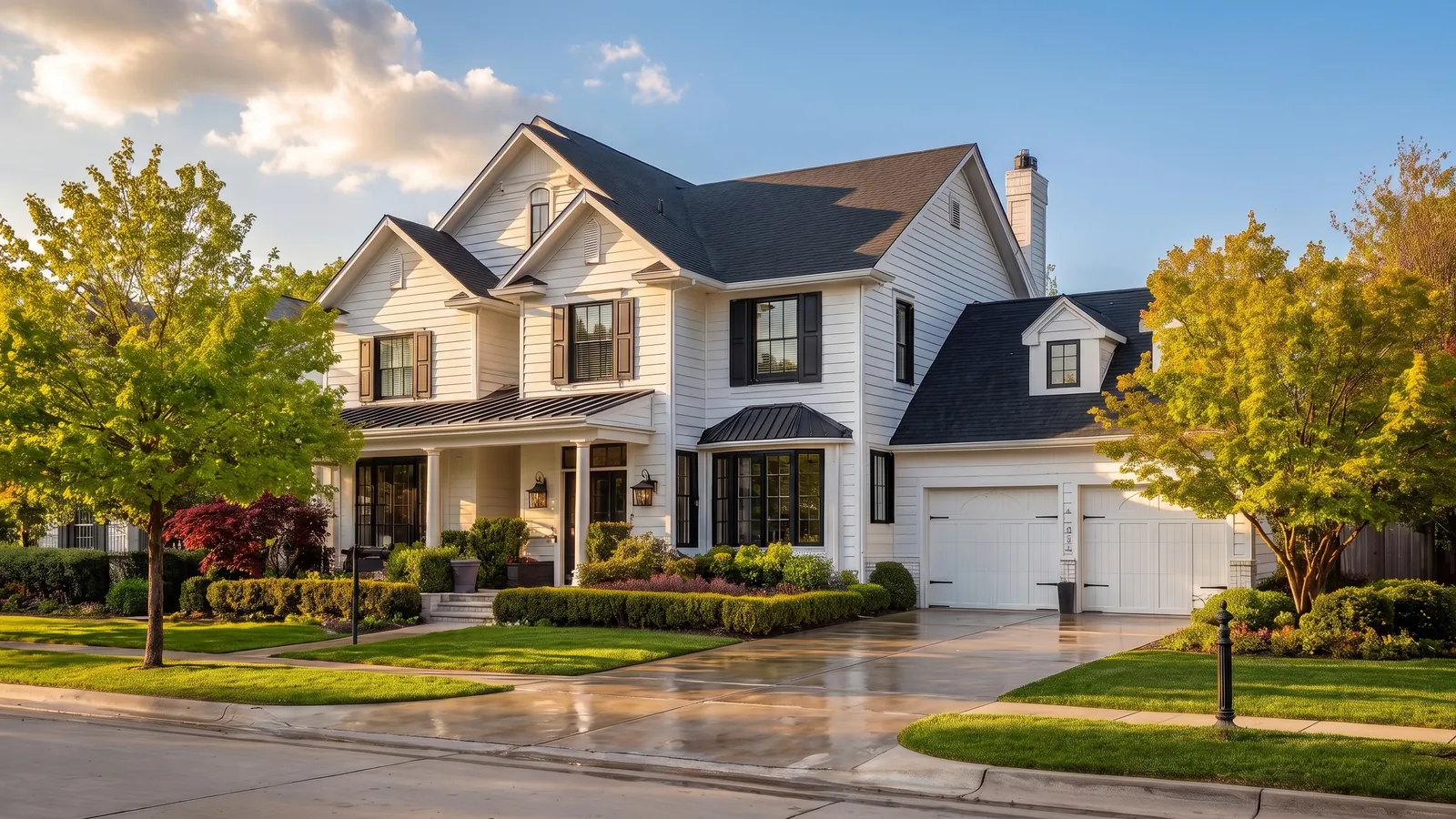 The same house in warm afternoon light