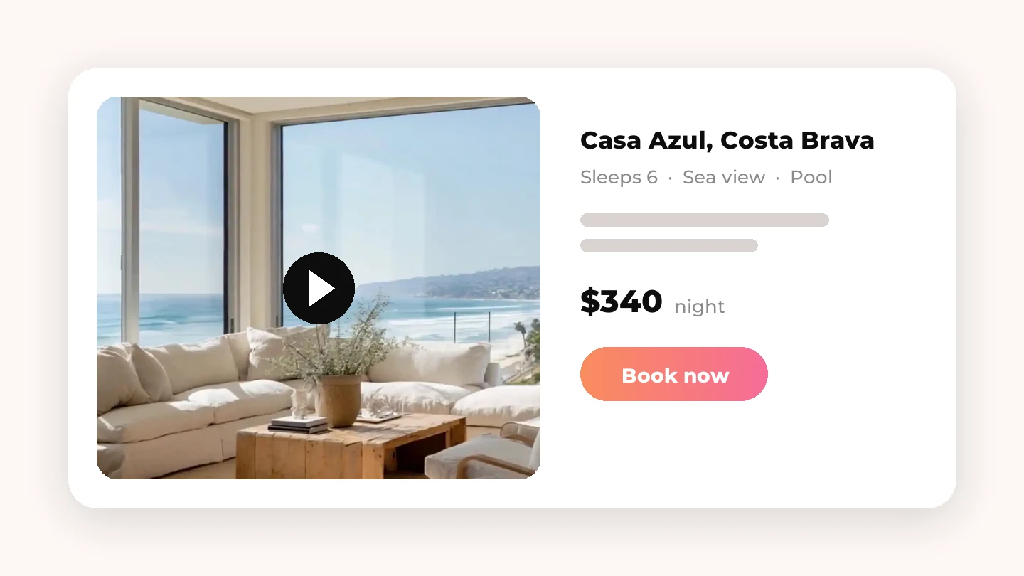 A property video playing in a listing page layout