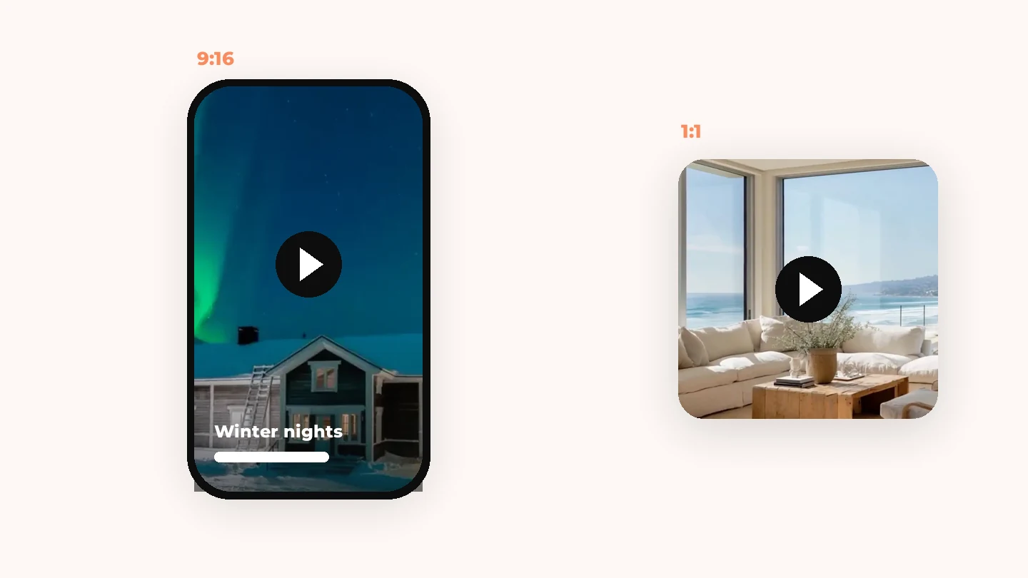 The same property video as a vertical story and a square feed post
