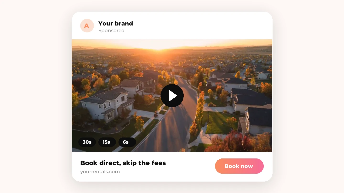 The property video running as a sponsored ad with 30, 15 and 6 second cuts