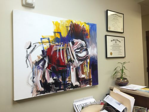 manny cortez bulldog art in doctors office
