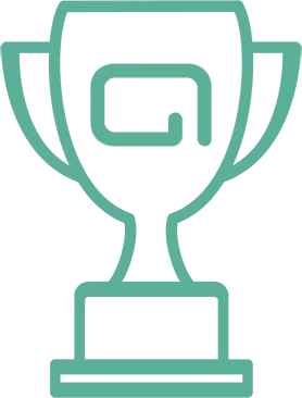 Ikona zielonego pucharu z abstrakcyjnym symbolem w środku.