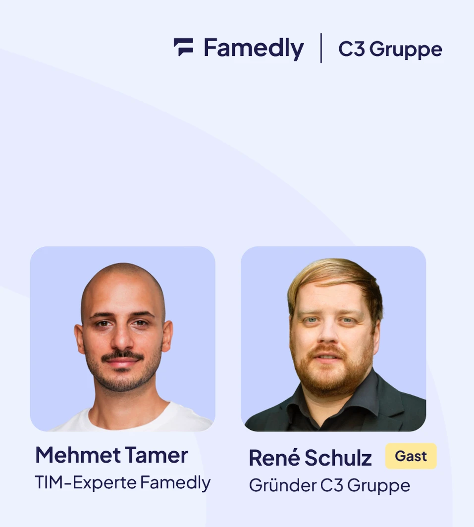 Mehmet Tamer (Famedly) und René Schulz (C3 Gruppe), Speaker im Webinar Pflegesatz-Refinanzierung 2027