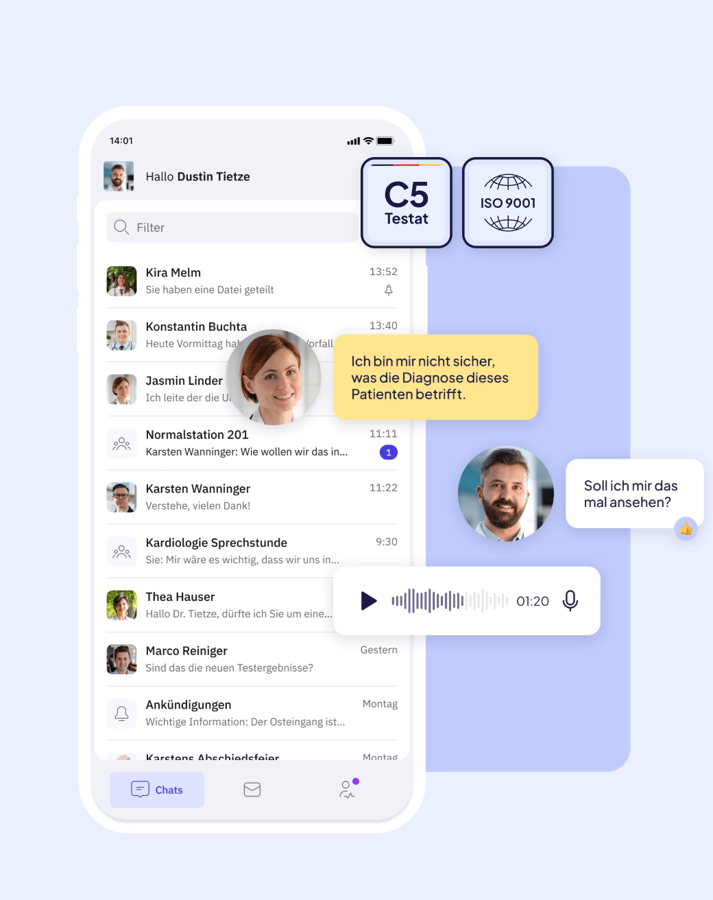 TI-Messenger von Famedly optimiert Dienstübergaben im Krankenhaus durch einfache und nachvollziehbare Kommunikation