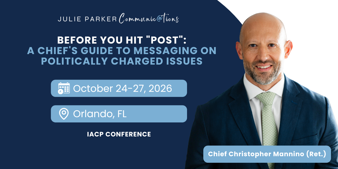 Political messaging for law enforcement leaders in Orlando FL at IACP Conference October 24 to 27 2026.