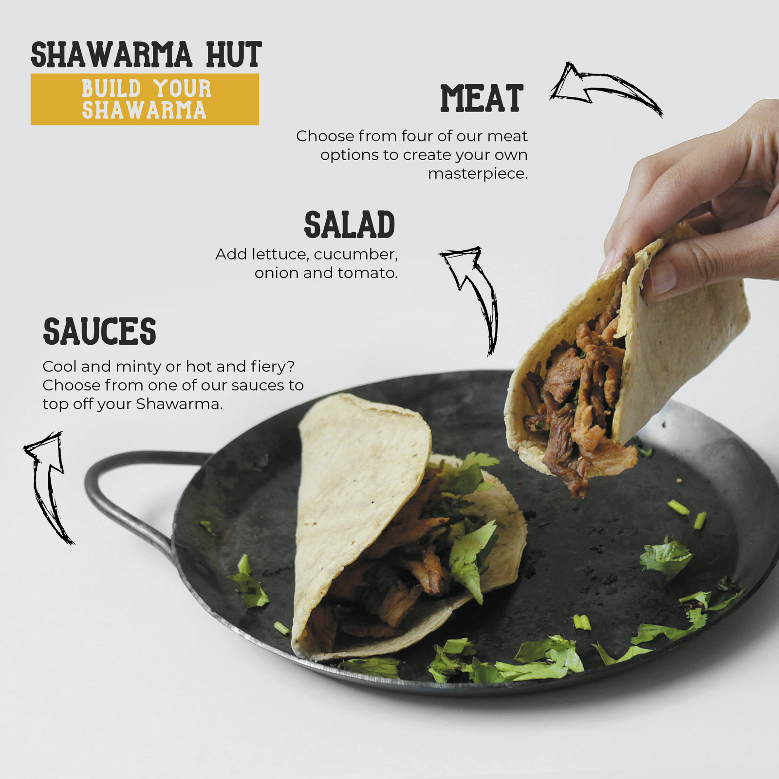 Shawarma Hut menu design produced by Start & Scale