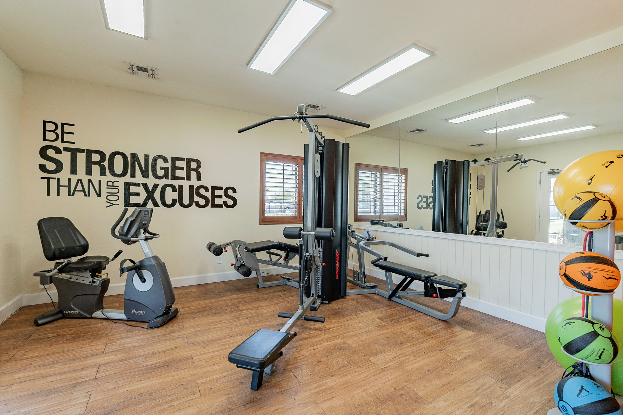 Fitness center strength equipment.