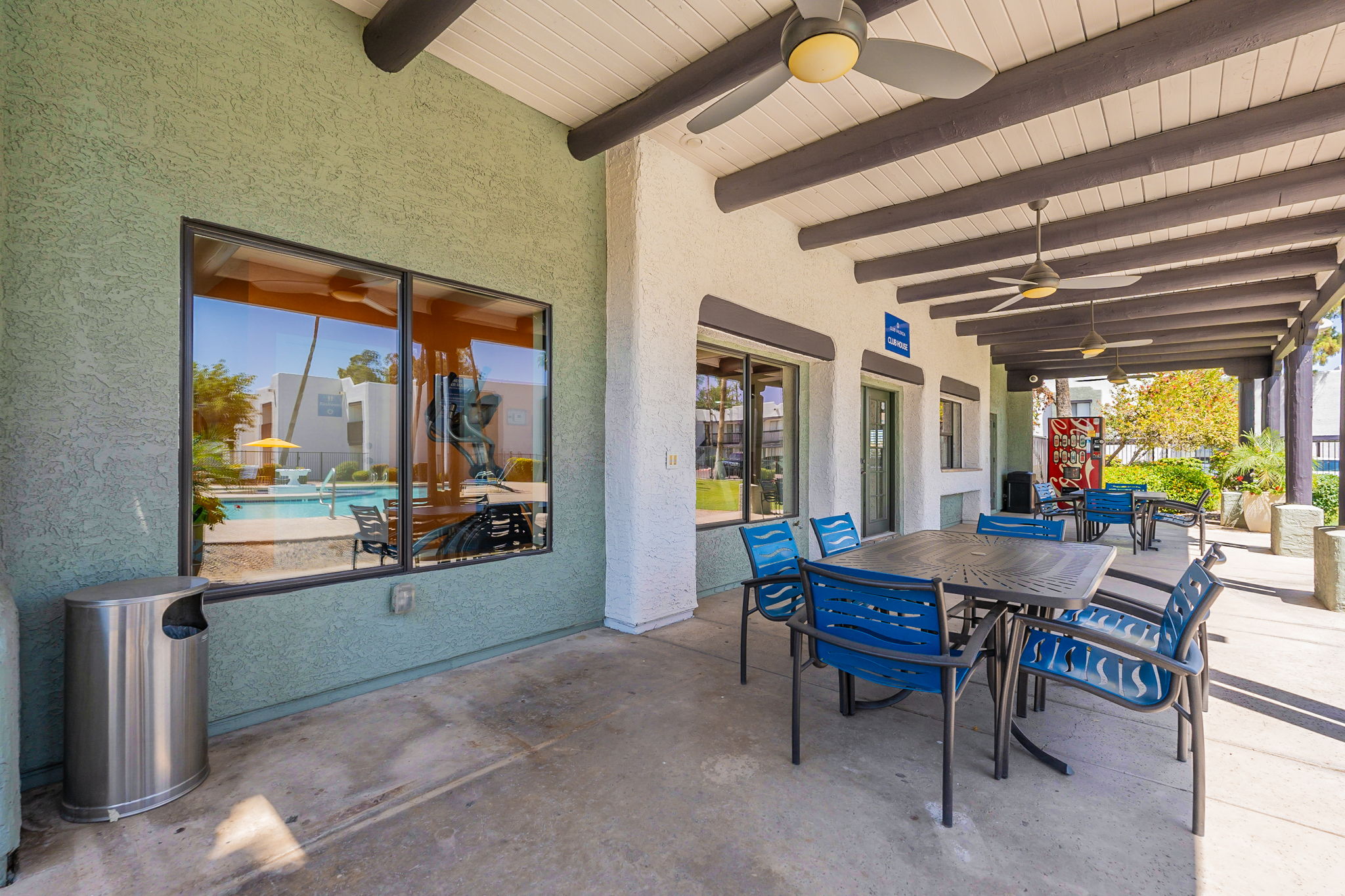Covered clubhouse patio.