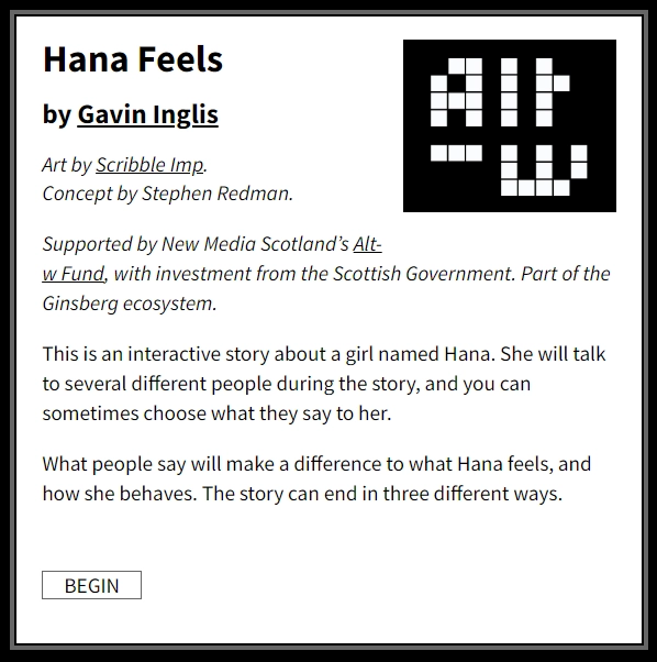 Preview of the Hana Feel interactive story.