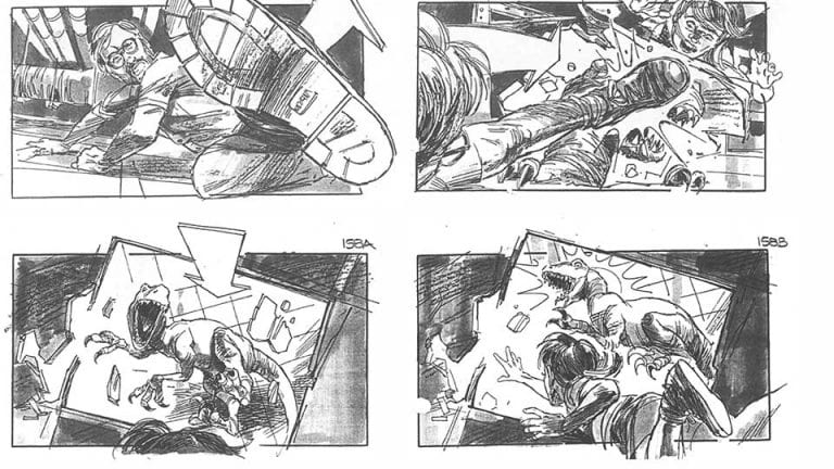 Hand-drawn storyboard example from Jurassic Park