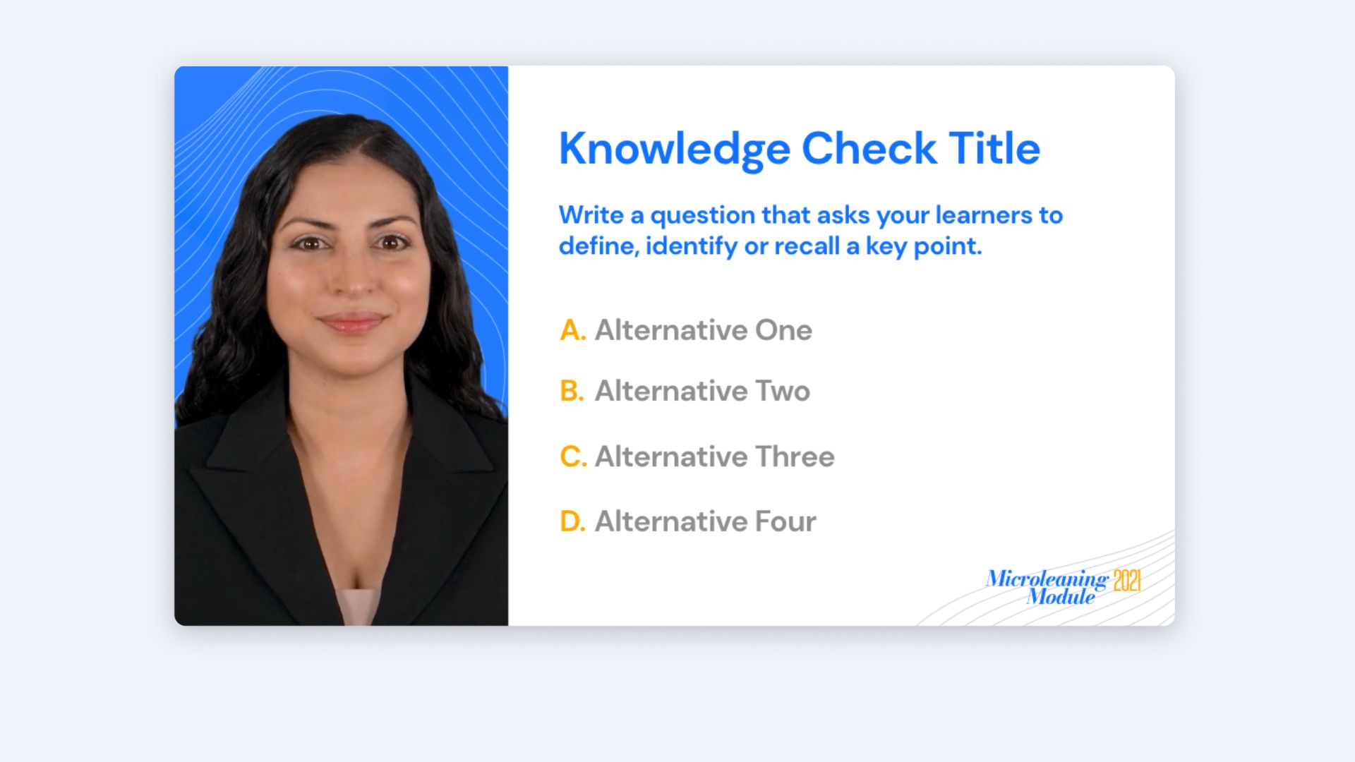 Knowledge check slide layout example