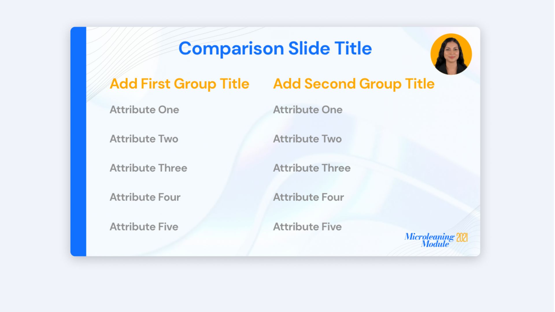 Comparison slide layout example