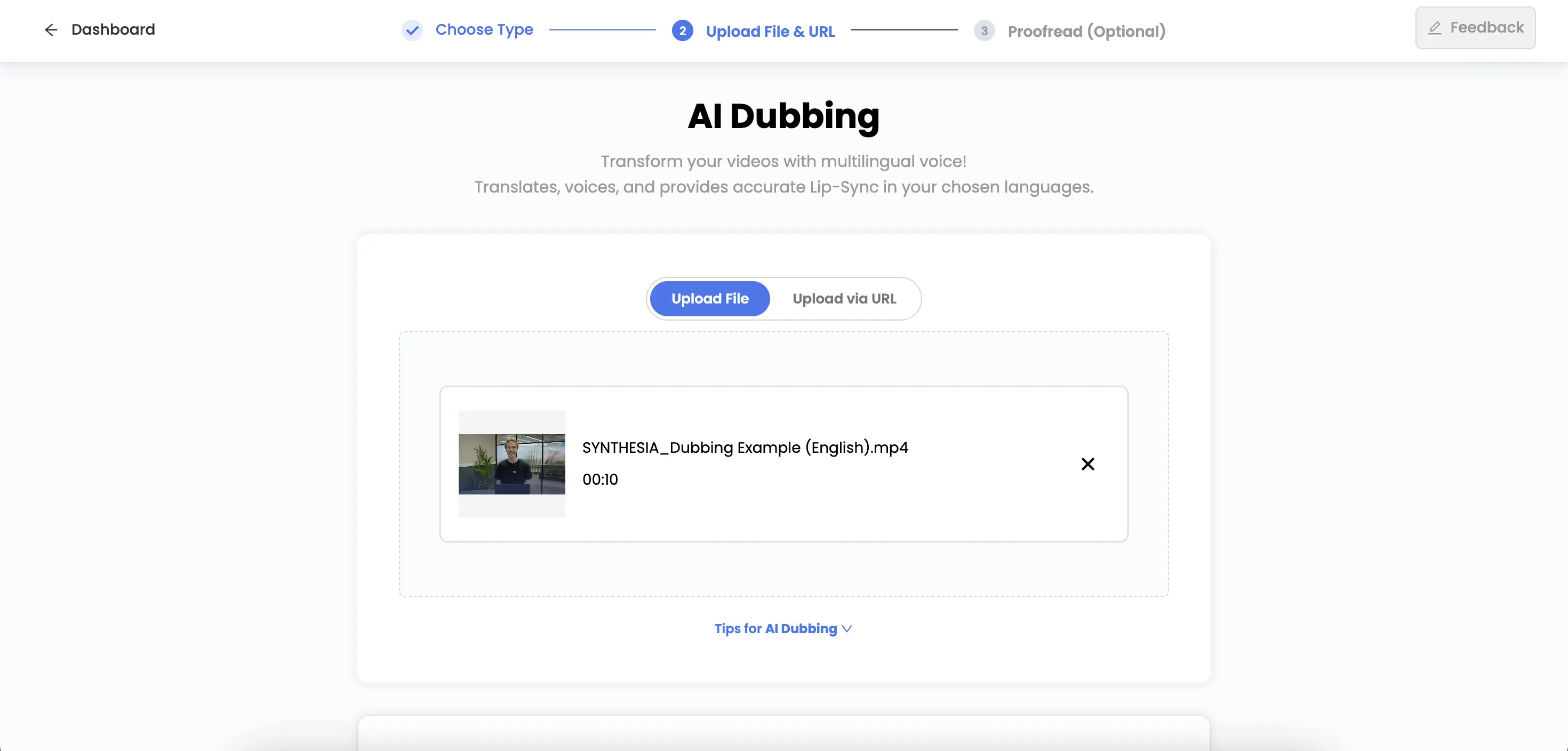 AI Studios video translator interface
