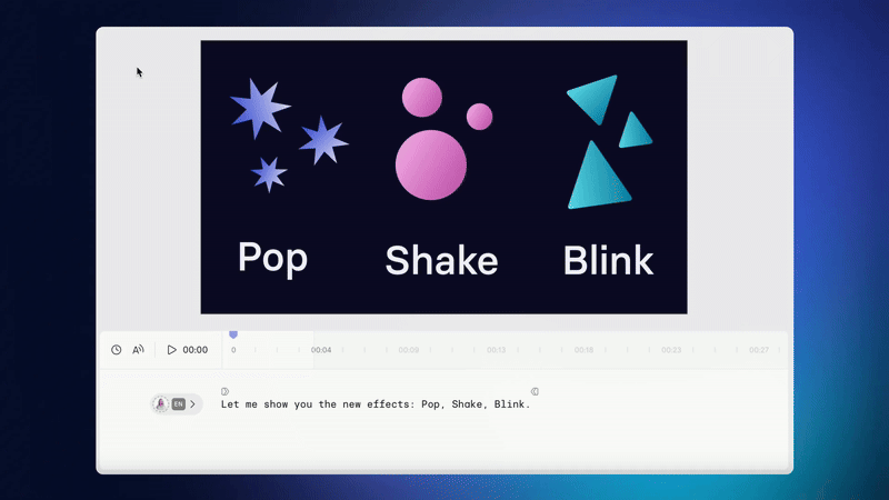 Pop, Shake, Blink effects