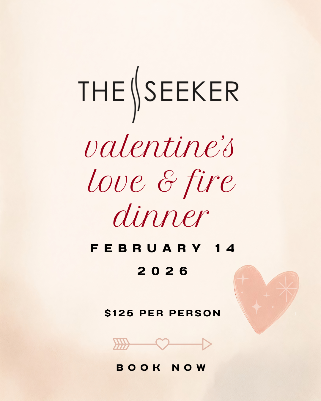 Valentines dinner invitation graphic to The Seeker in Stephenville.