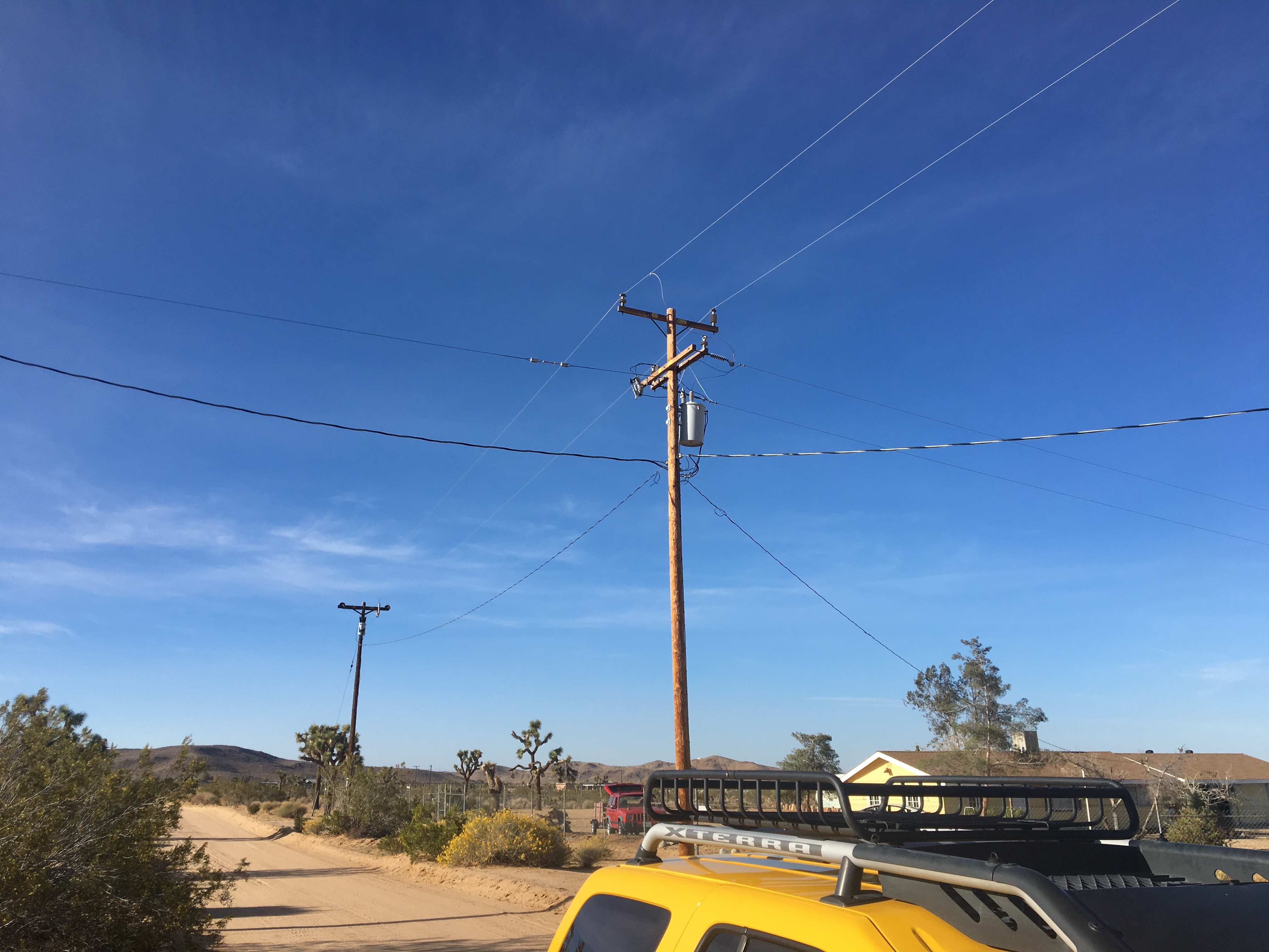 Power pole and transformer in Joshua Tree desert