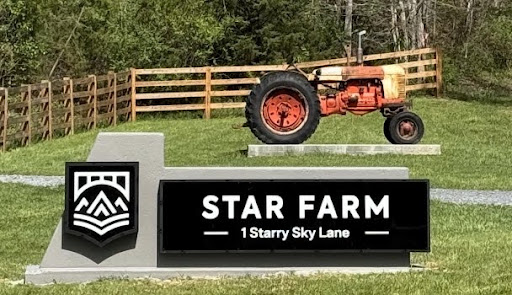 Star Farm entrance sign — 1 Starry Sky Lane