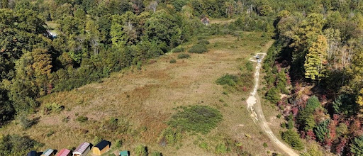Aerial view of Star Farm — 11 acres of raw land in Fayetteville, West Virginia