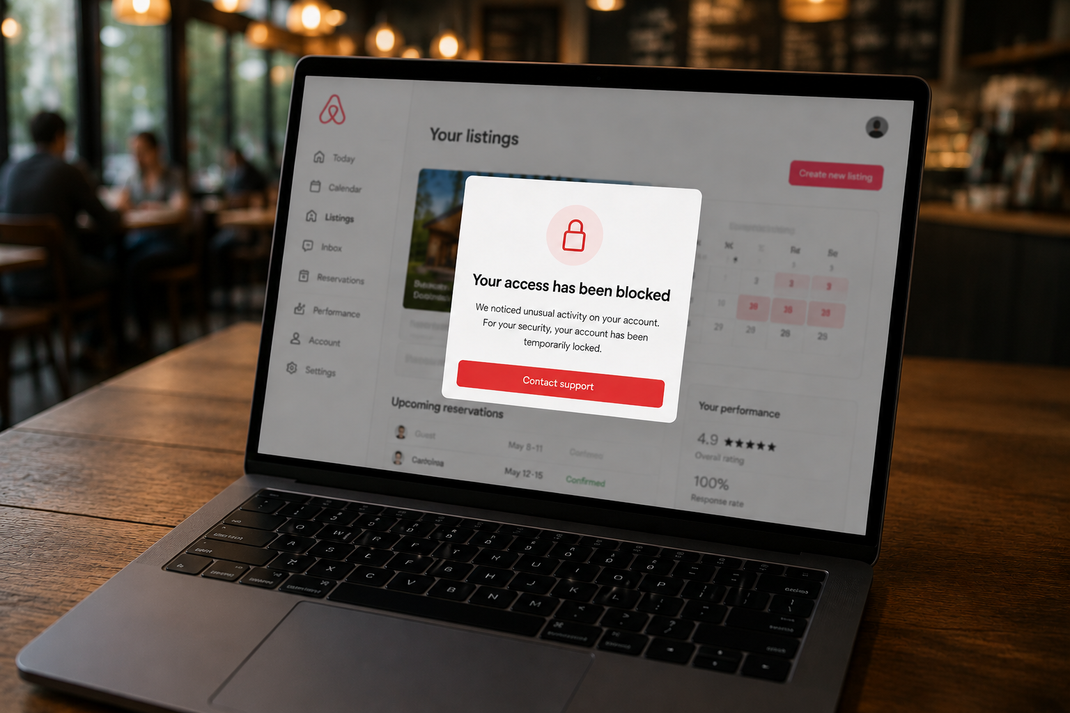 Airbnb listing access blocked