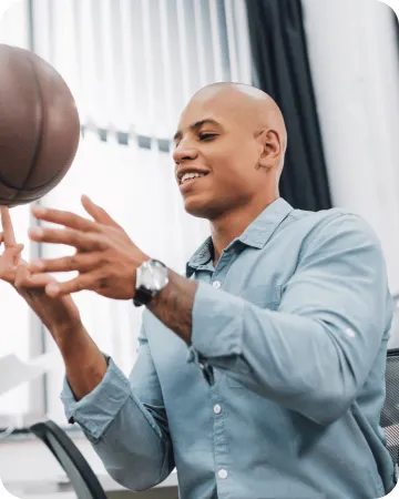 League Admin with basketball