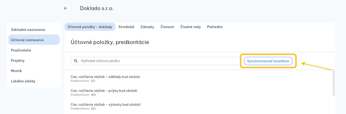 Mostík do Pohody - synchronizácia účtovných nastavení