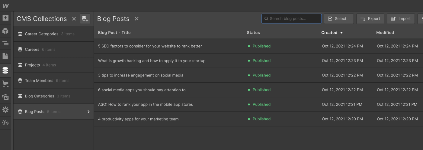 CMS Collection - Marketingly X Webflow Template
