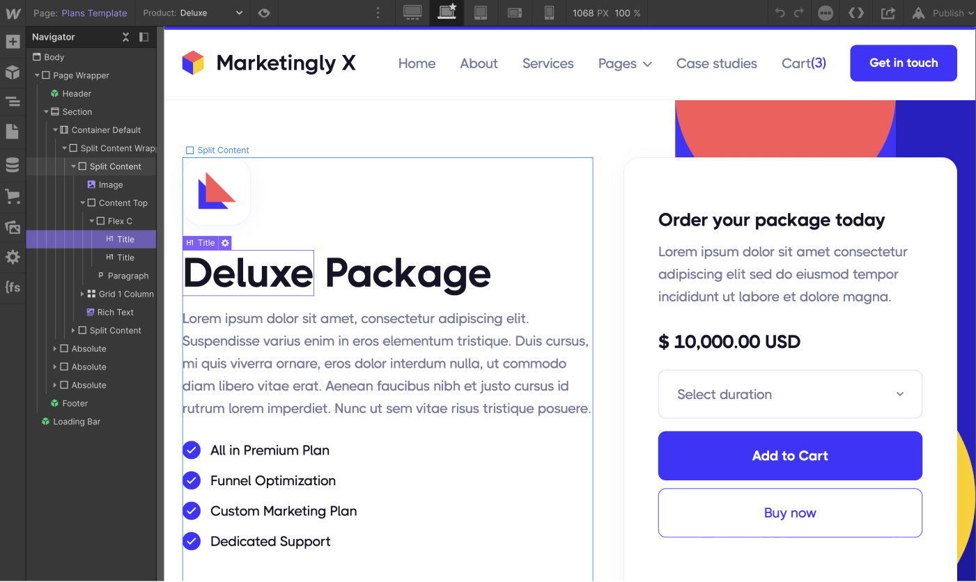 eCommerce Page - Marketingly X Webflow Template