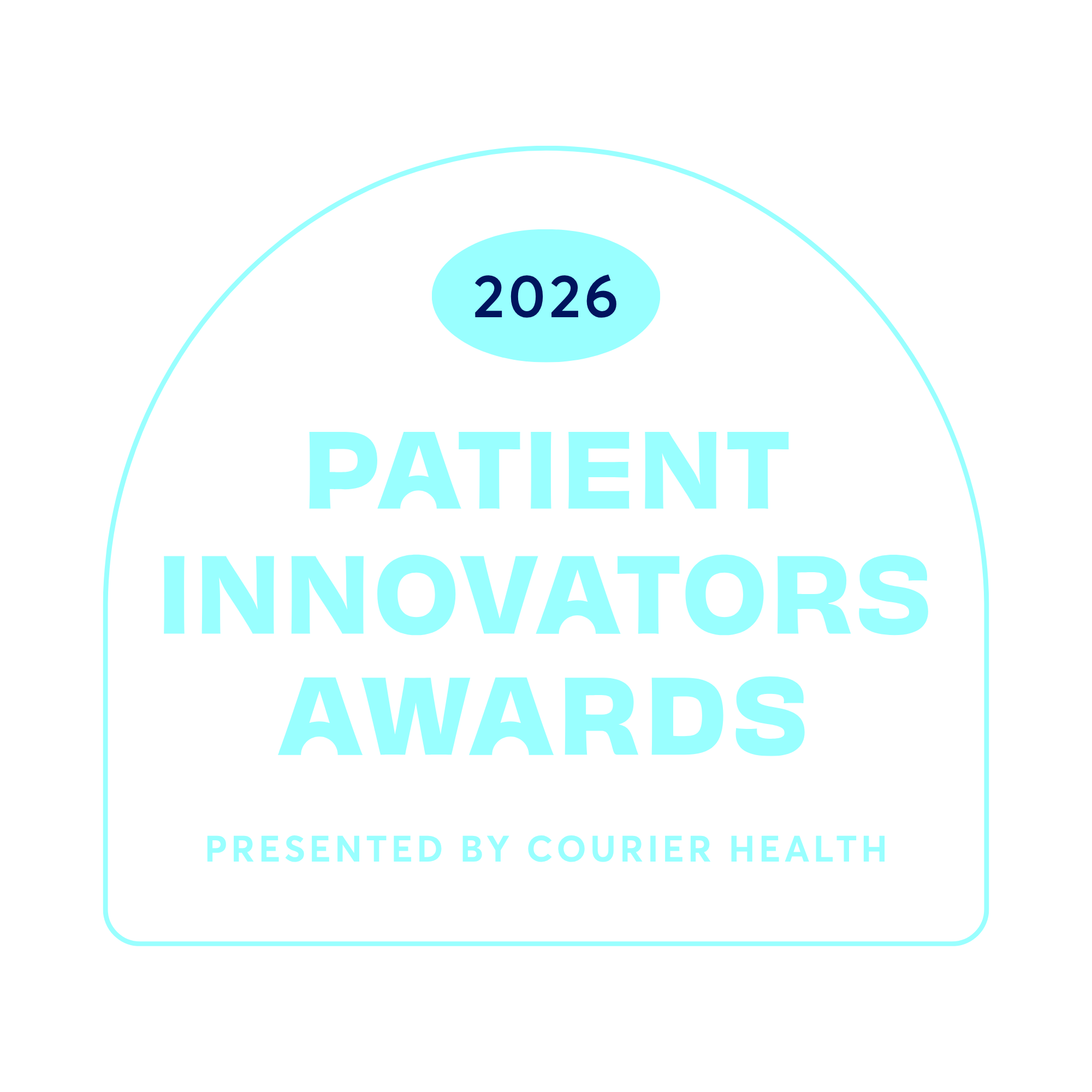 Logo for the 2026 Patient Innovators Awards presented by Courier Health.