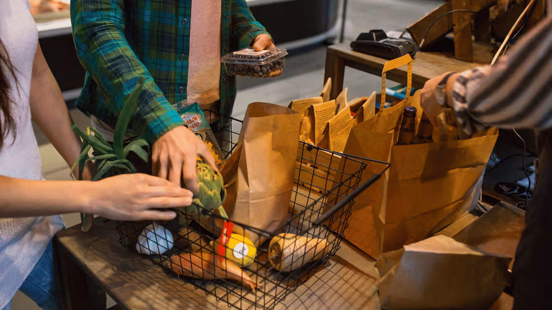 Order packing at a food hub.