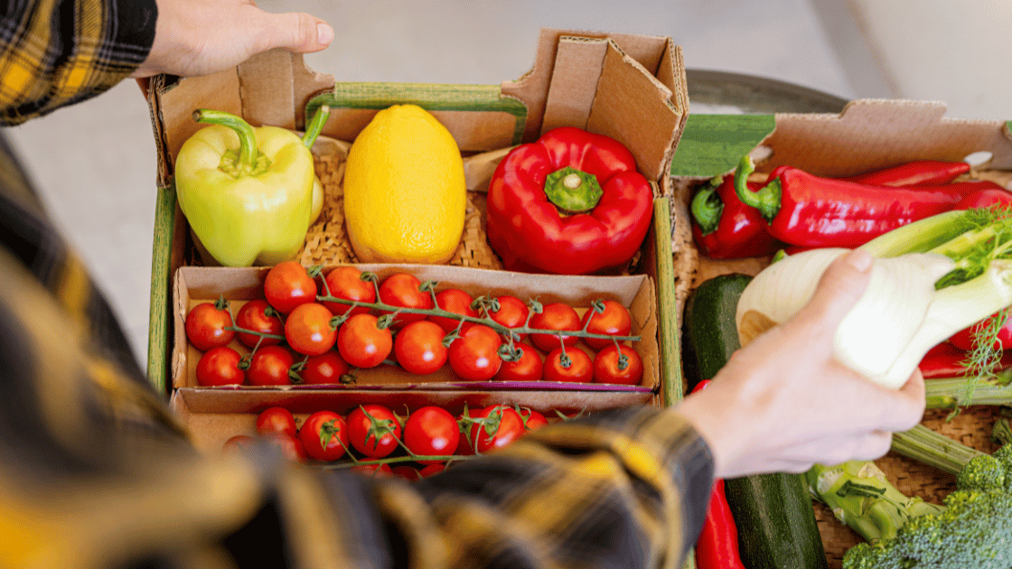 Subscription box of farm fresh vegtables. 