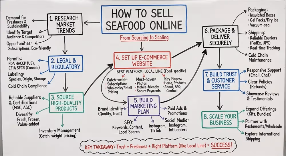 how to sell seafood online infographic