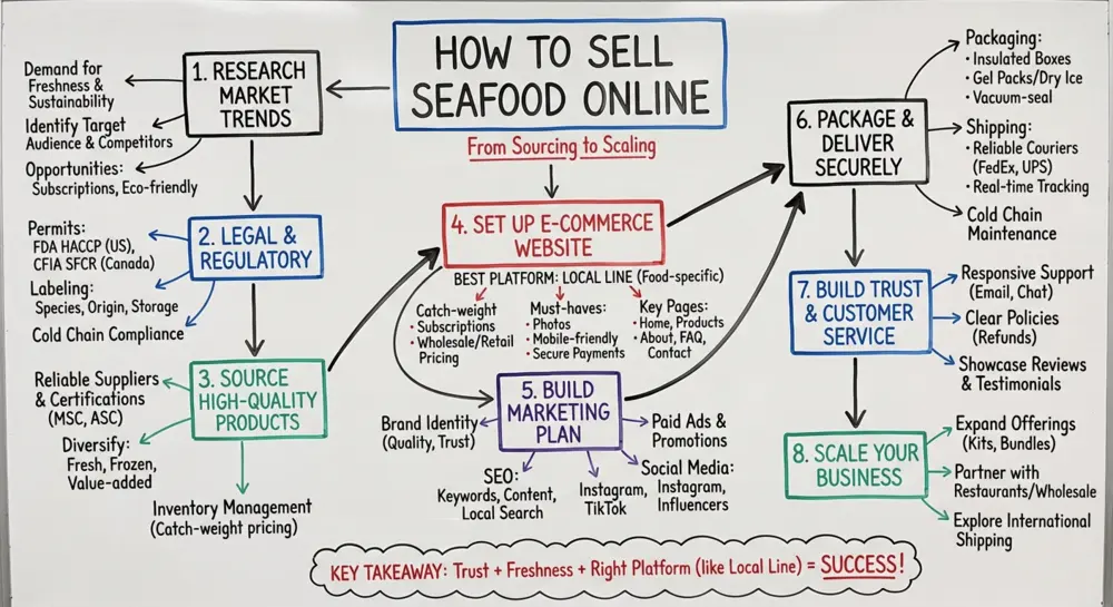 how to sell seafood online infographic