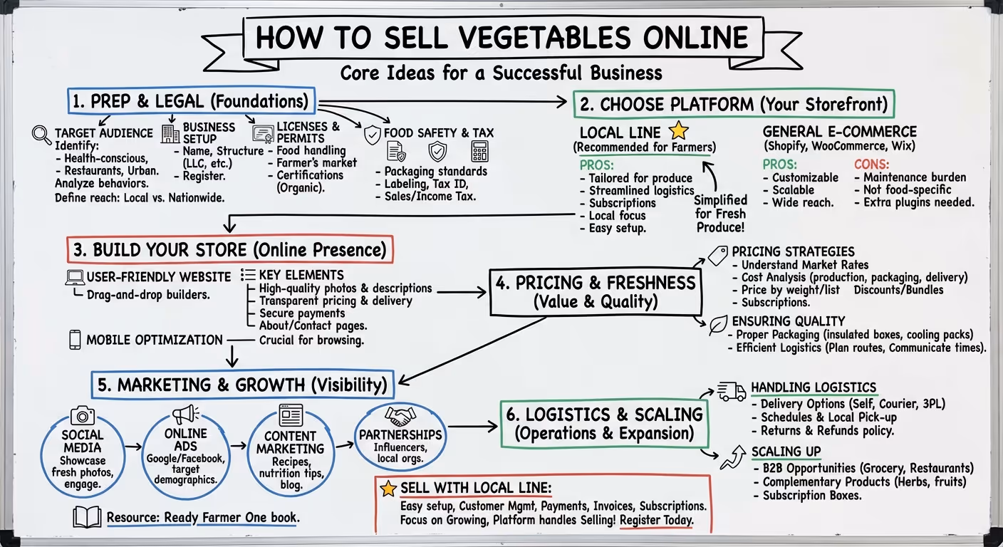 How to sell vegetables online infographic