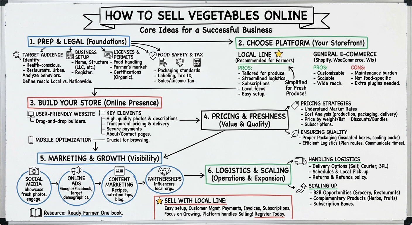 How to sell vegetables online infographic