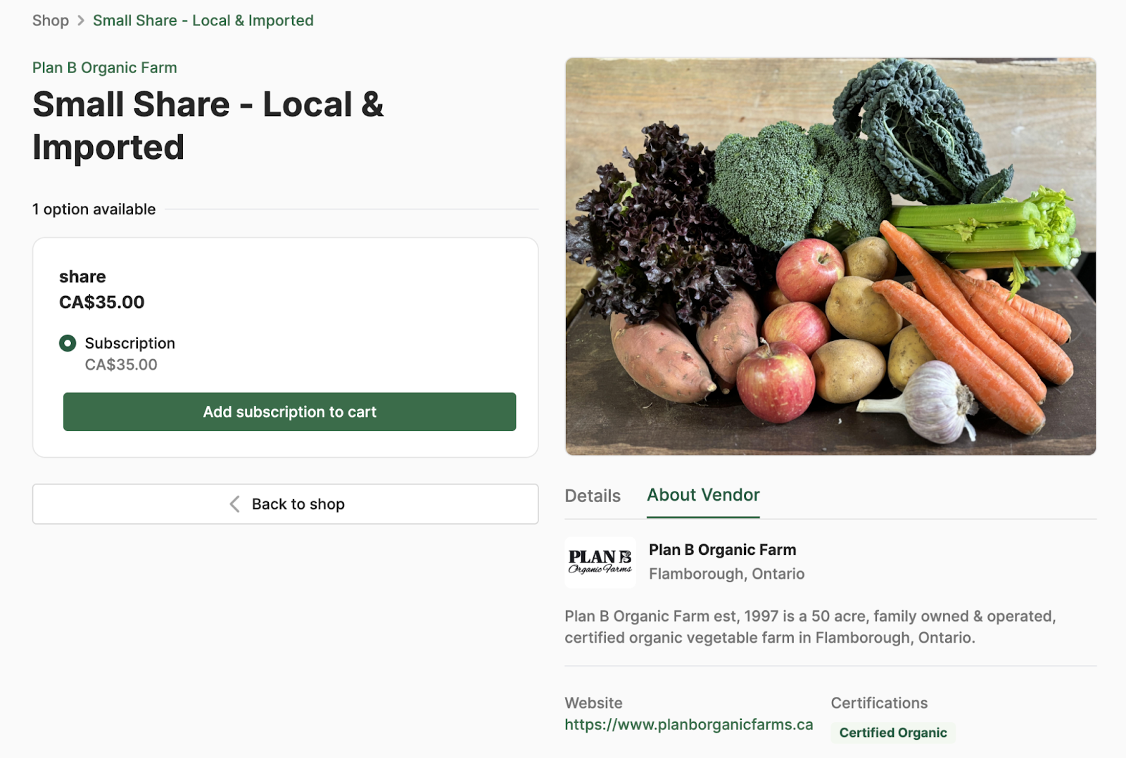 Farm ecommerce product photo example